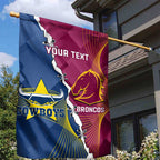 Custom Cowboys And Broncos Rugby Garden Flag Dynamic Style