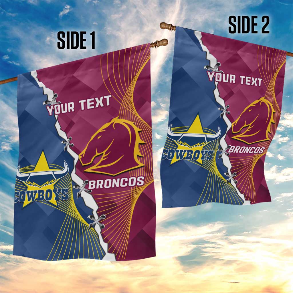 Custom Cowboys And Broncos Rugby Garden Flag Dynamic Style