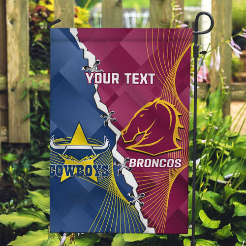 Custom Cowboys And Broncos Rugby Garden Flag Dynamic Style