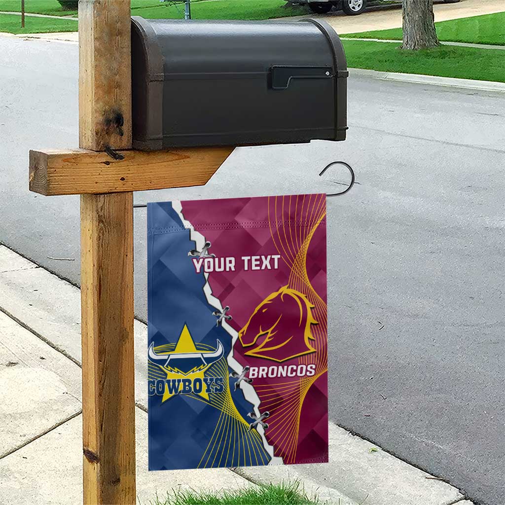 Custom Cowboys And Broncos Rugby Garden Flag Dynamic Style