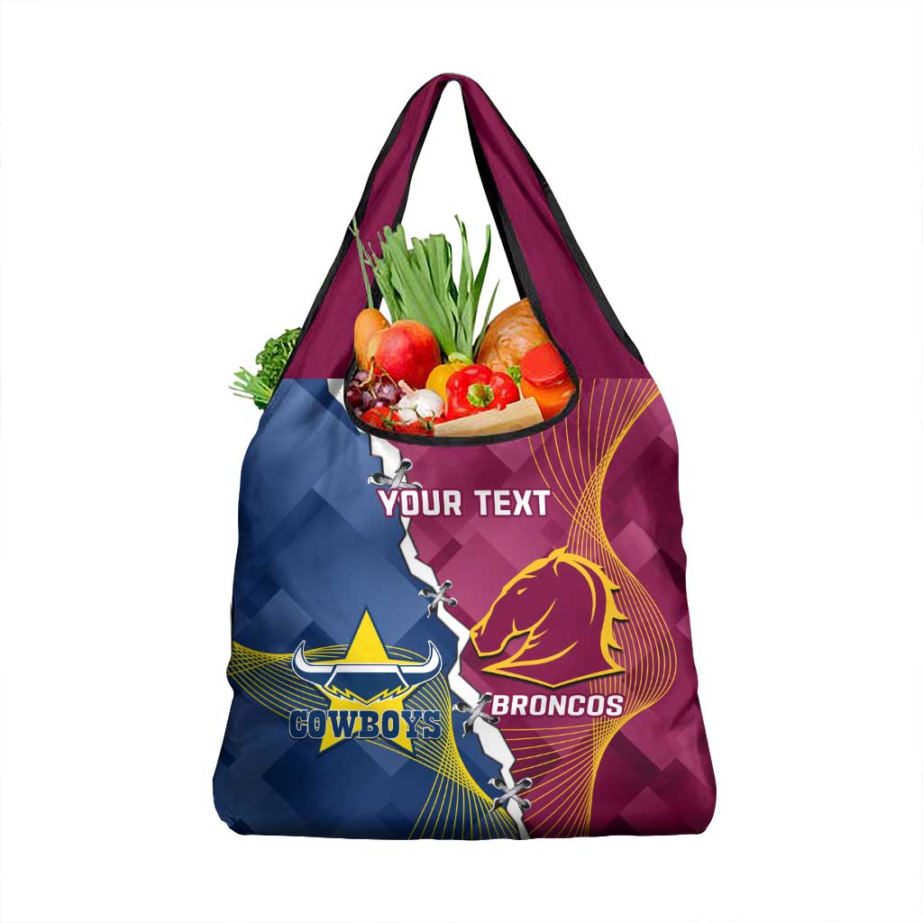 Custom Cowboys And Broncos Rugby Grocery Bag Dynamic Style