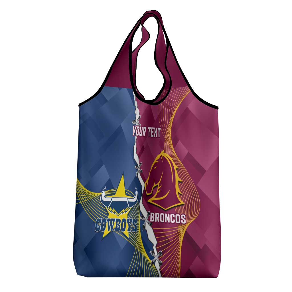 Custom Cowboys And Broncos Rugby Grocery Bag Dynamic Style