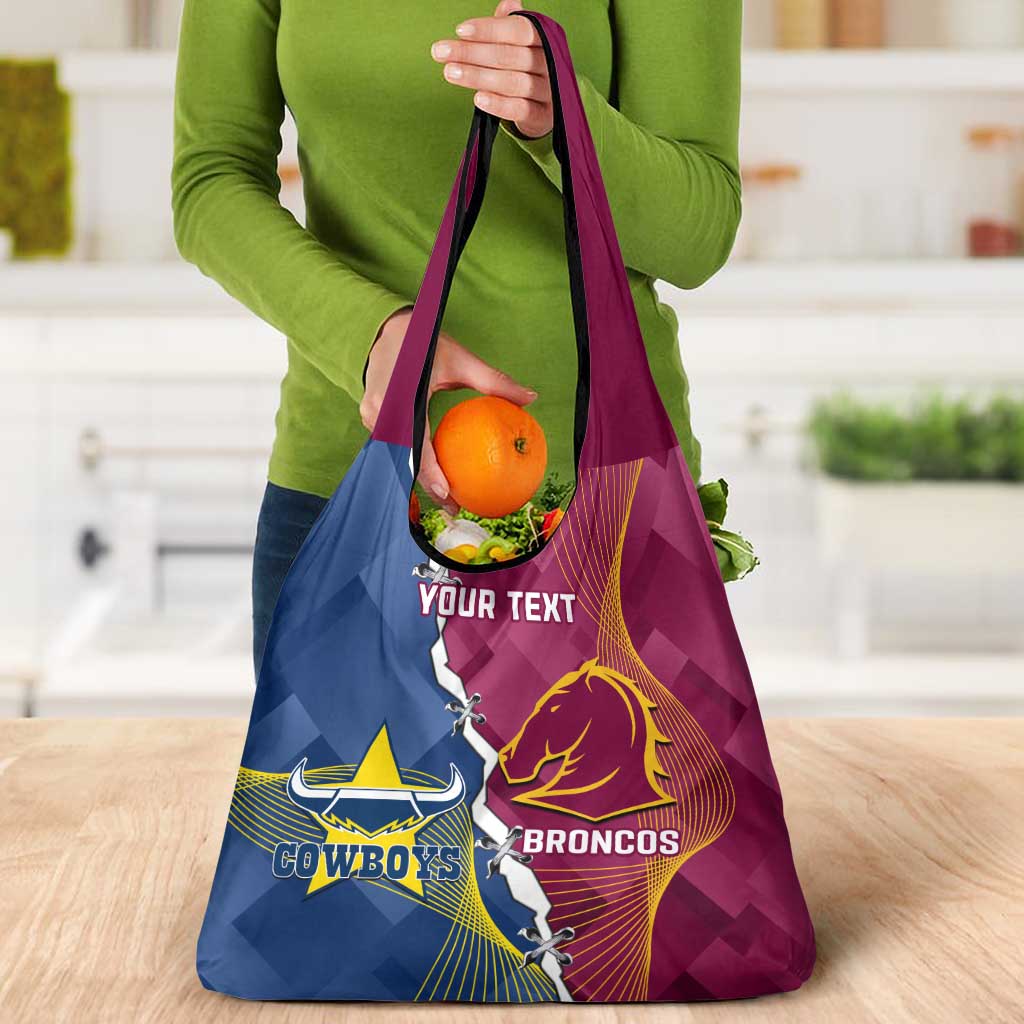 Custom Cowboys And Broncos Rugby Grocery Bag Dynamic Style
