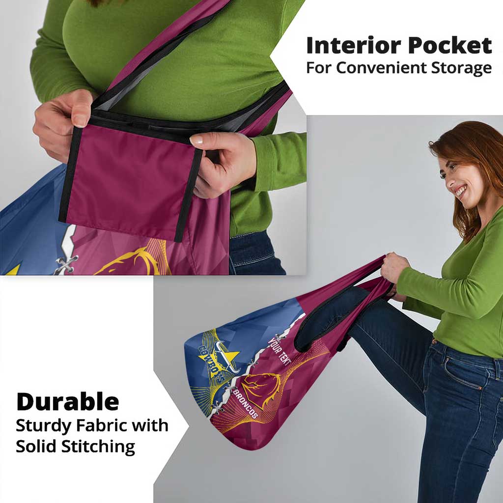 Custom Cowboys And Broncos Rugby Grocery Bag Dynamic Style