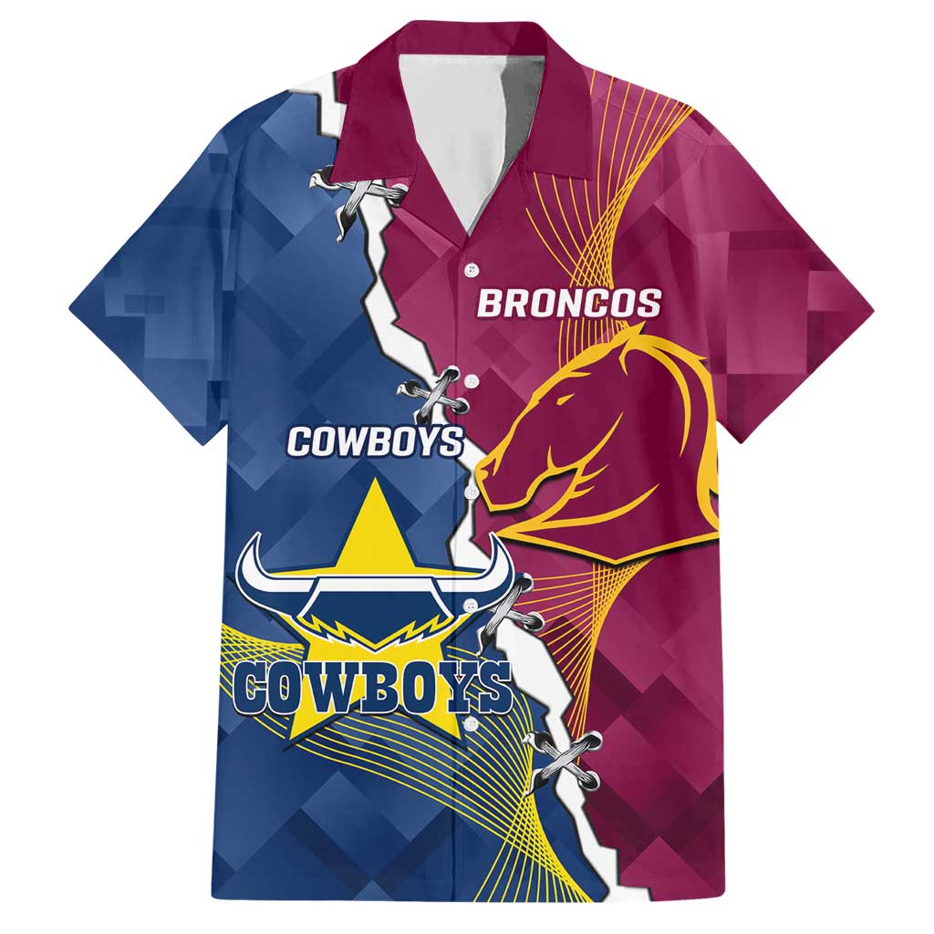 Custom Cowboys And Broncos Rugby Hawaiian Shirt Dynamic Style