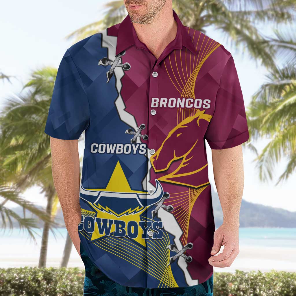 Custom Cowboys And Broncos Rugby Hawaiian Shirt Dynamic Style