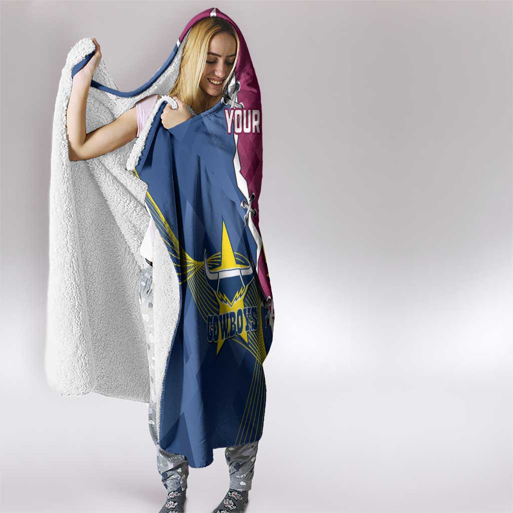 Custom Cowboys And Broncos Rugby Hooded Blanket Dynamic Style