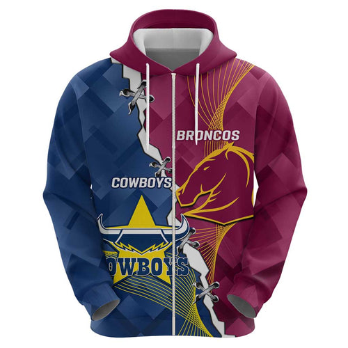 Custom Cowboys And Broncos Rugby Hoodie Dynamic Style