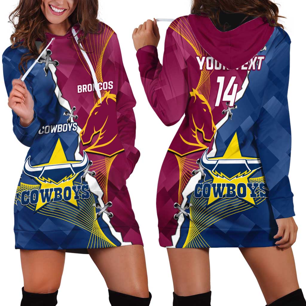 Custom Cowboys And Broncos Rugby Hoodie Dress Dynamic Style