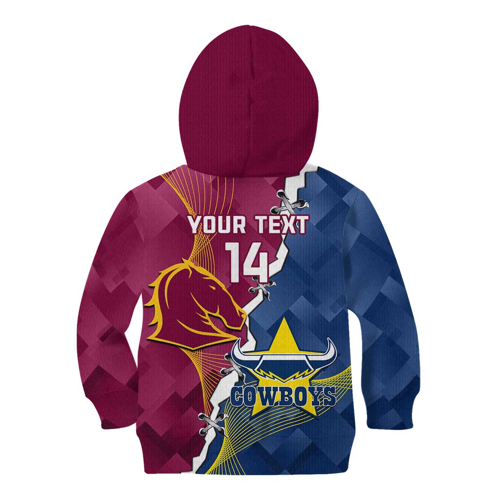 Custom Cowboys And Broncos Rugby Kid Hoodie Dynamic Style
