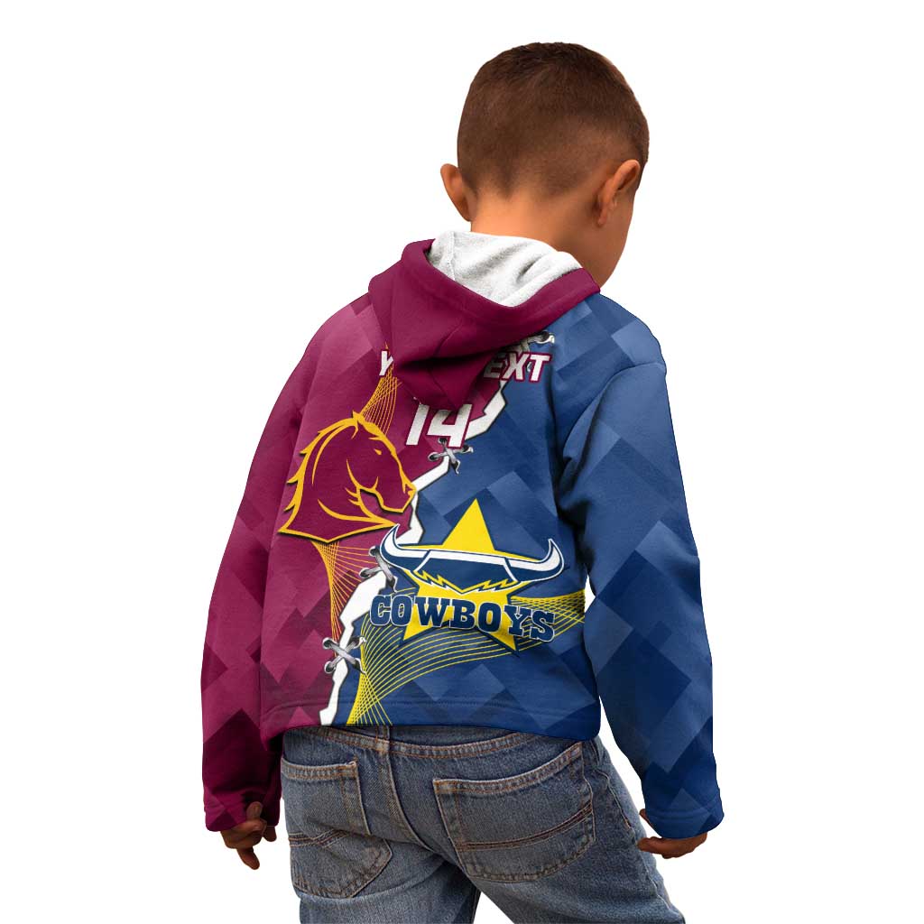 Custom Cowboys And Broncos Rugby Kid Hoodie Dynamic Style