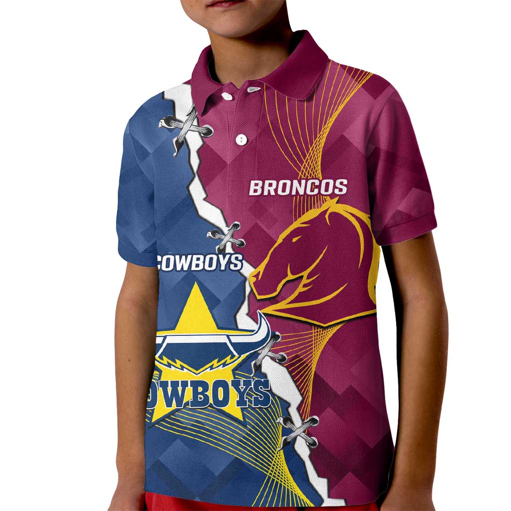 Custom Cowboys And Broncos Rugby Kid Polo Shirt Dynamic Style