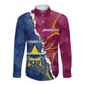 Custom Cowboys And Broncos Rugby Long Sleeve Button Shirt Dynamic Style