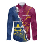Custom Cowboys And Broncos Rugby Long Sleeve Button Shirt Dynamic Style