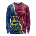 Custom Cowboys And Broncos Rugby Long Sleeve Shirt Dynamic Style