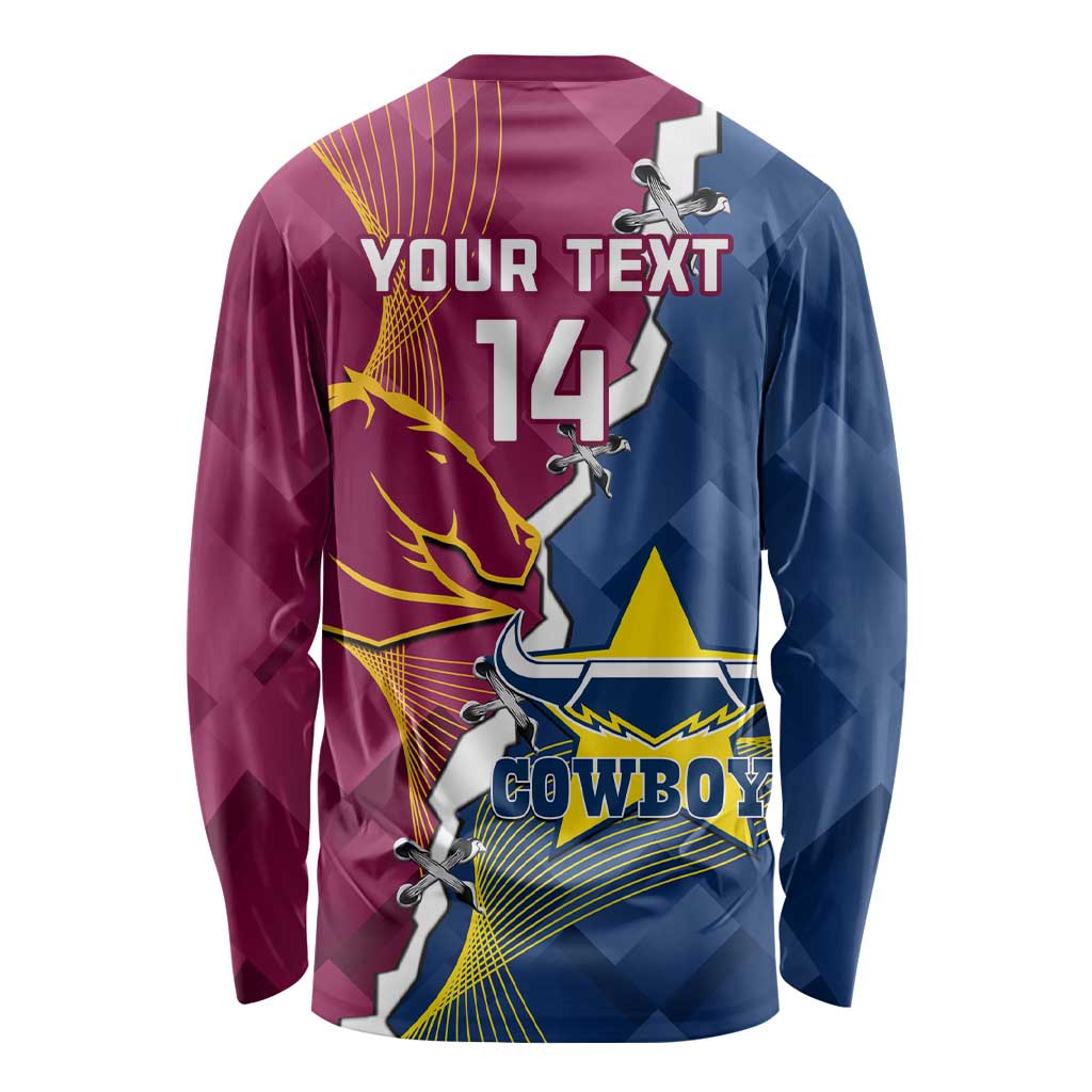 Custom Cowboys And Broncos Rugby Long Sleeve Shirt Dynamic Style