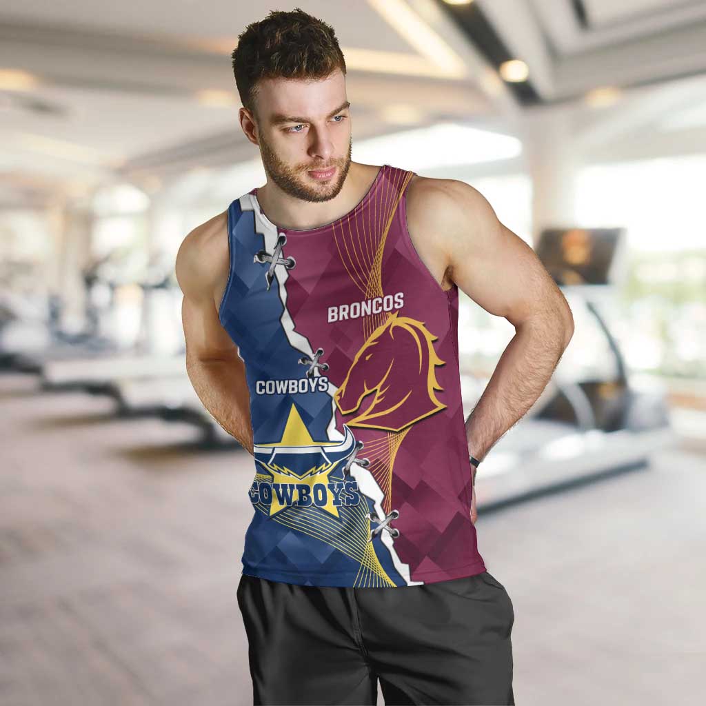 Custom Cowboys And Broncos Rugby Men Tank Top Dynamic Style