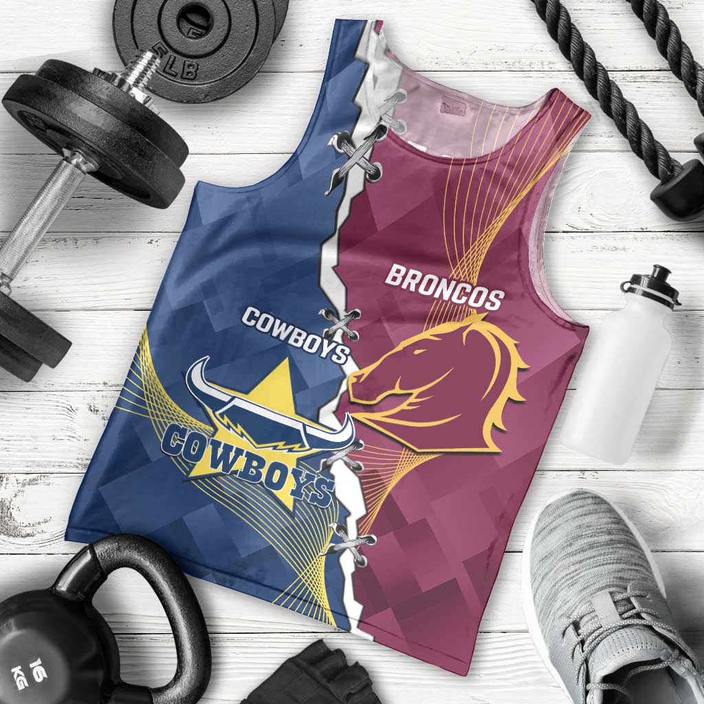 Custom Cowboys And Broncos Rugby Men Tank Top Dynamic Style