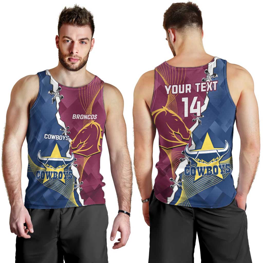 Custom Cowboys And Broncos Rugby Men Tank Top Dynamic Style
