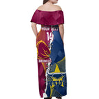 Custom Cowboys And Broncos Rugby Off Shoulder Maxi Dress Dynamic Style