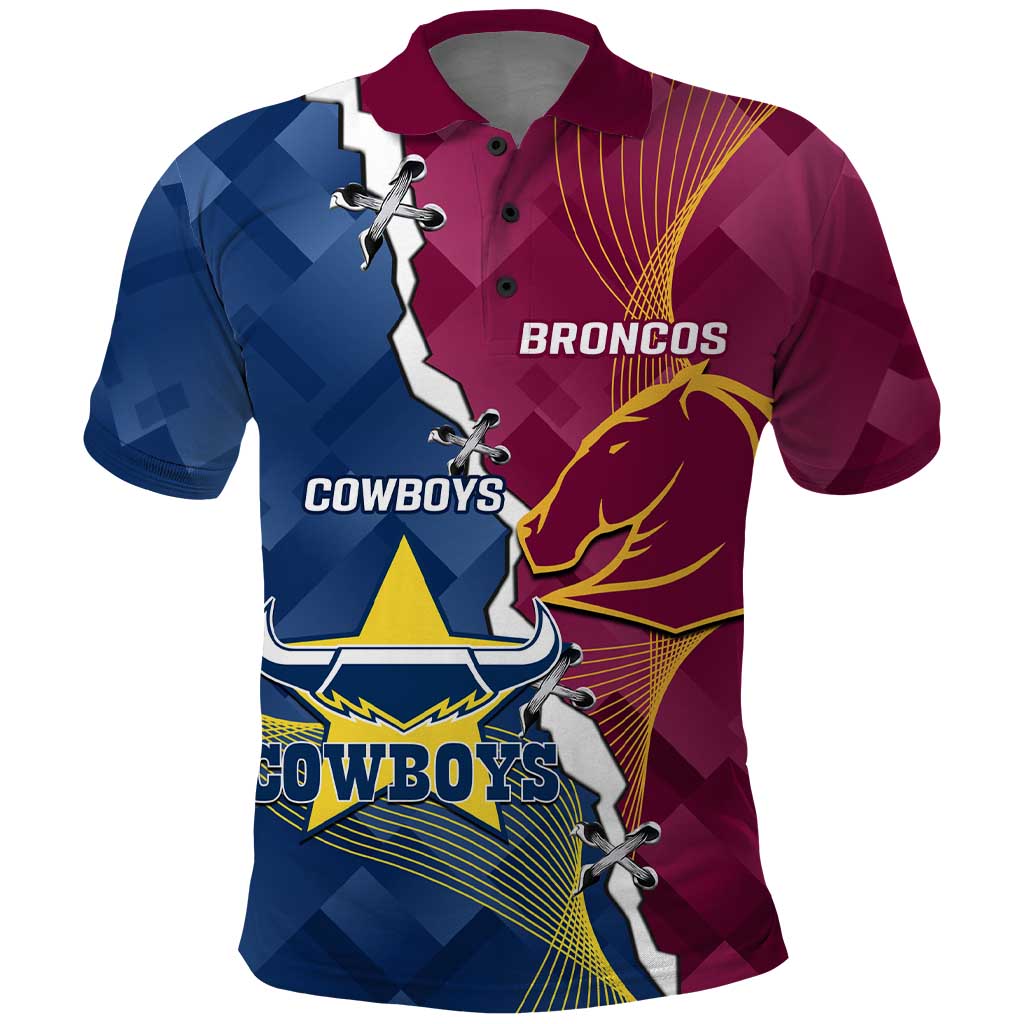 Custom Cowboys And Broncos Rugby Polo Shirt Dynamic Style