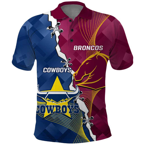 Custom Cowboys And Broncos Rugby Polo Shirt Dynamic Style