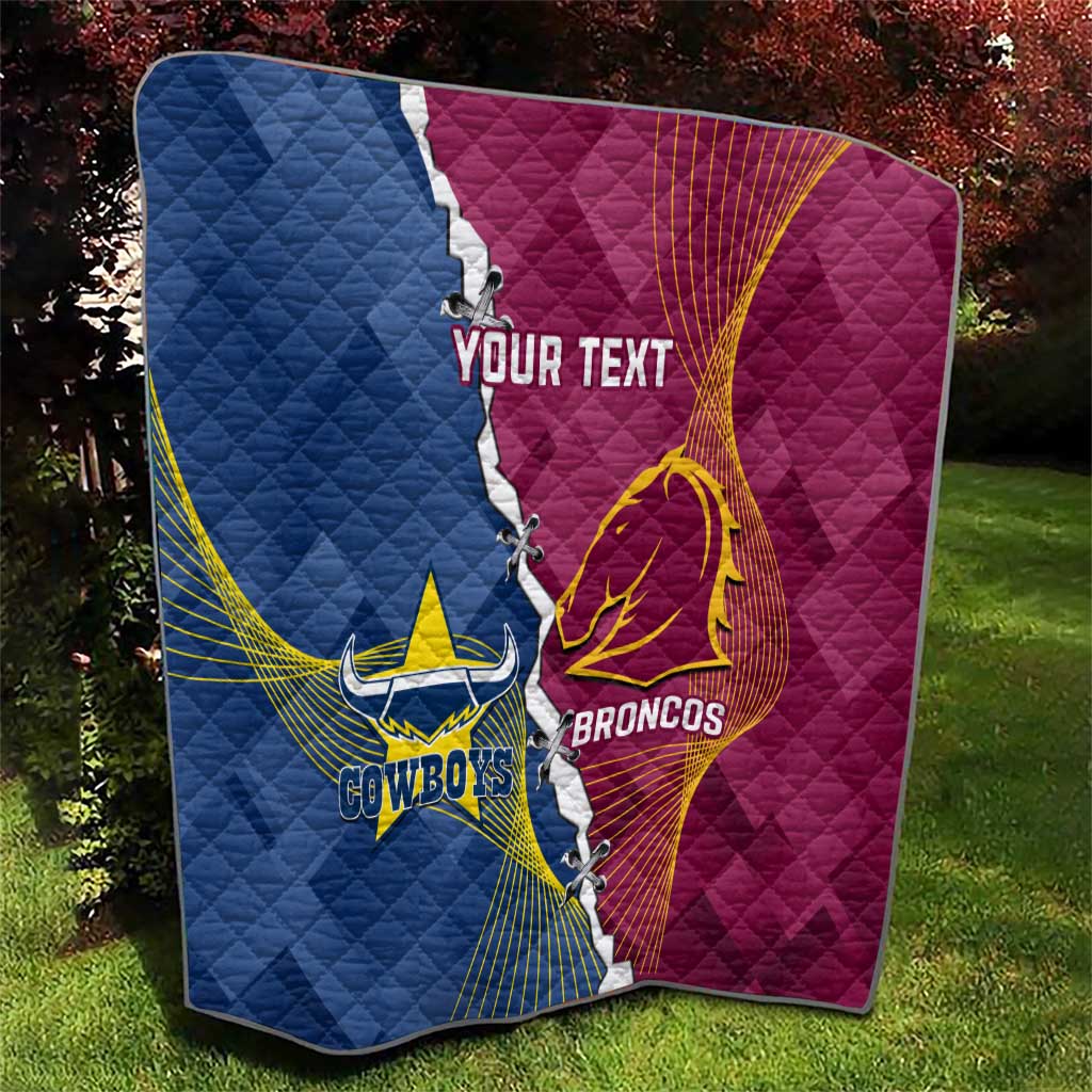 Custom Cowboys And Broncos Rugby Quilt Dynamic Style