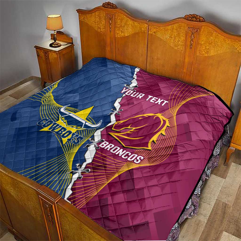 Custom Cowboys And Broncos Rugby Quilt Dynamic Style