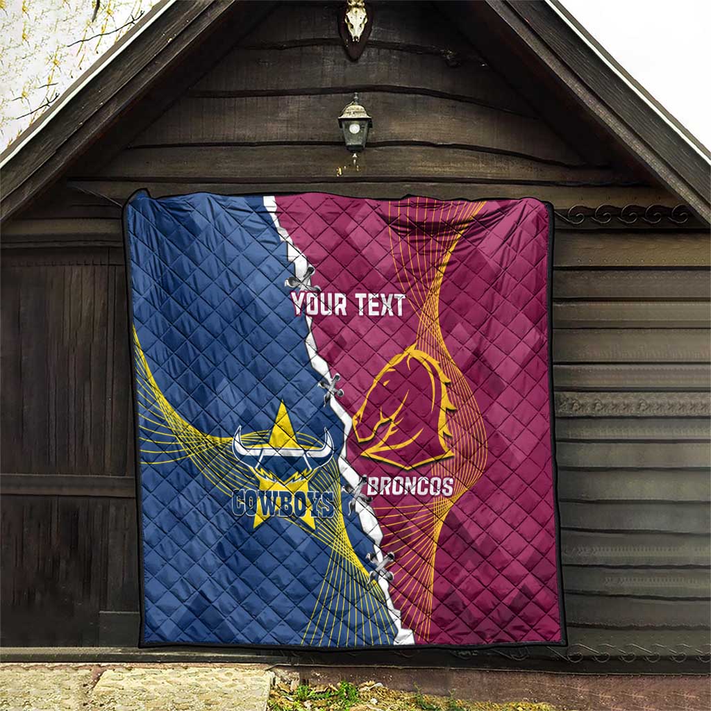 Custom Cowboys And Broncos Rugby Quilt Dynamic Style