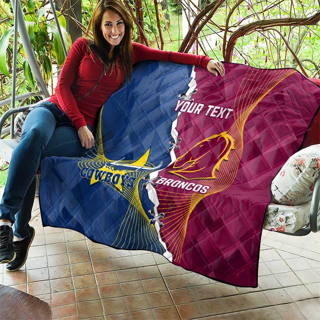 Custom Cowboys And Broncos Rugby Quilt Dynamic Style