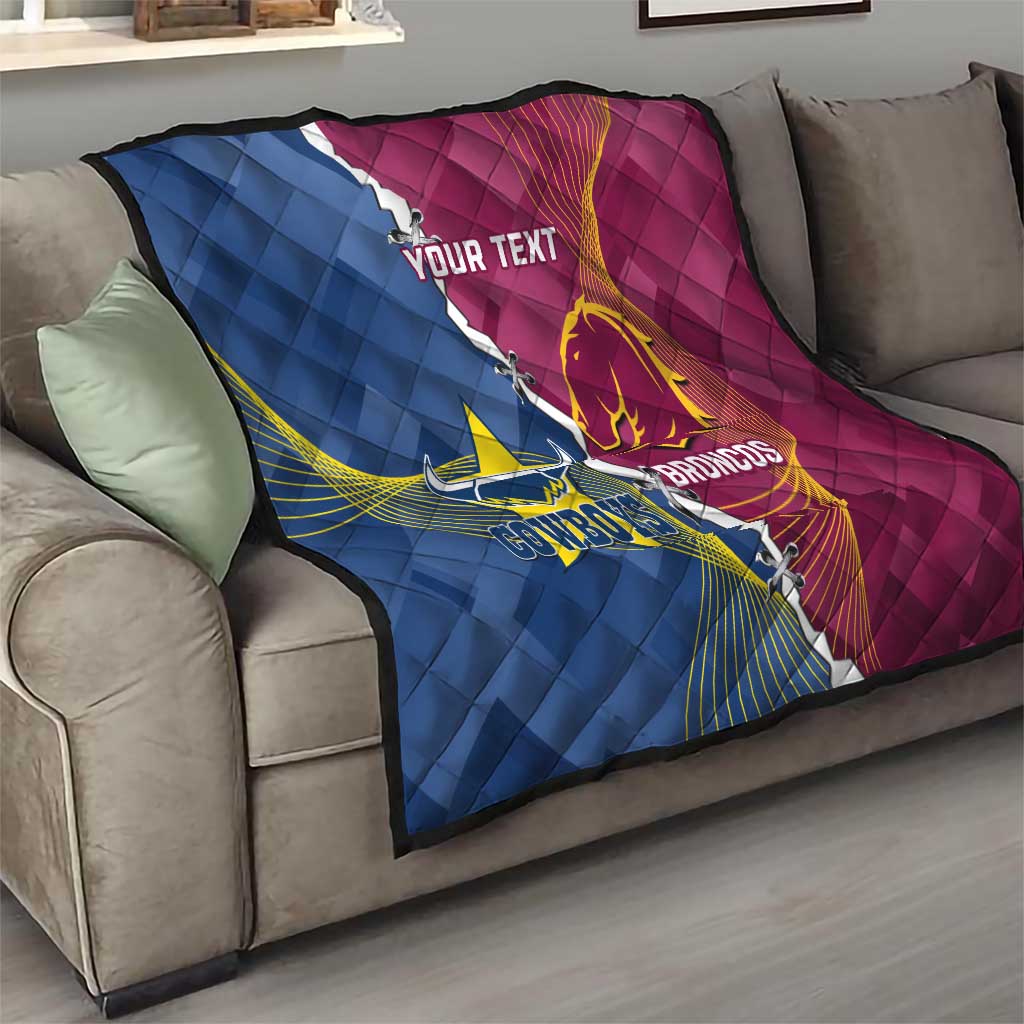 Custom Cowboys And Broncos Rugby Quilt Dynamic Style