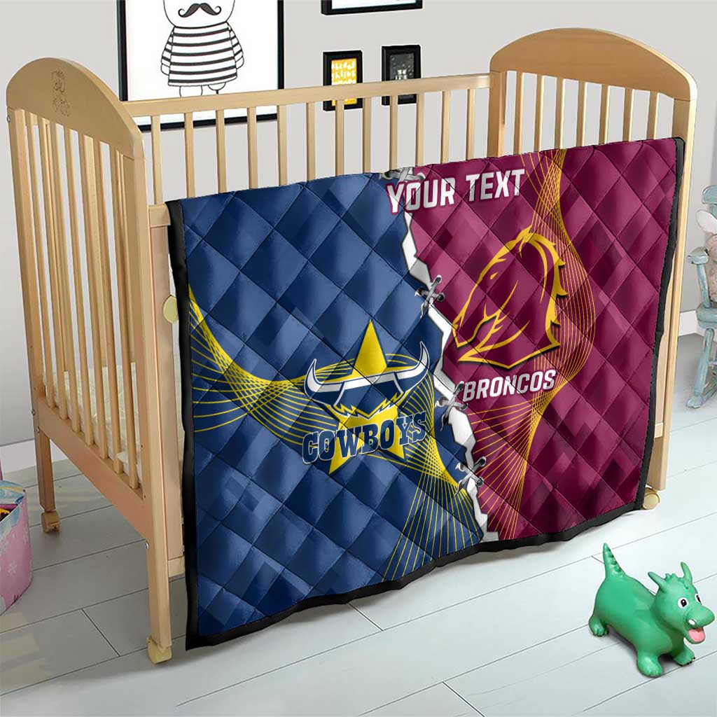 Custom Cowboys And Broncos Rugby Quilt Dynamic Style