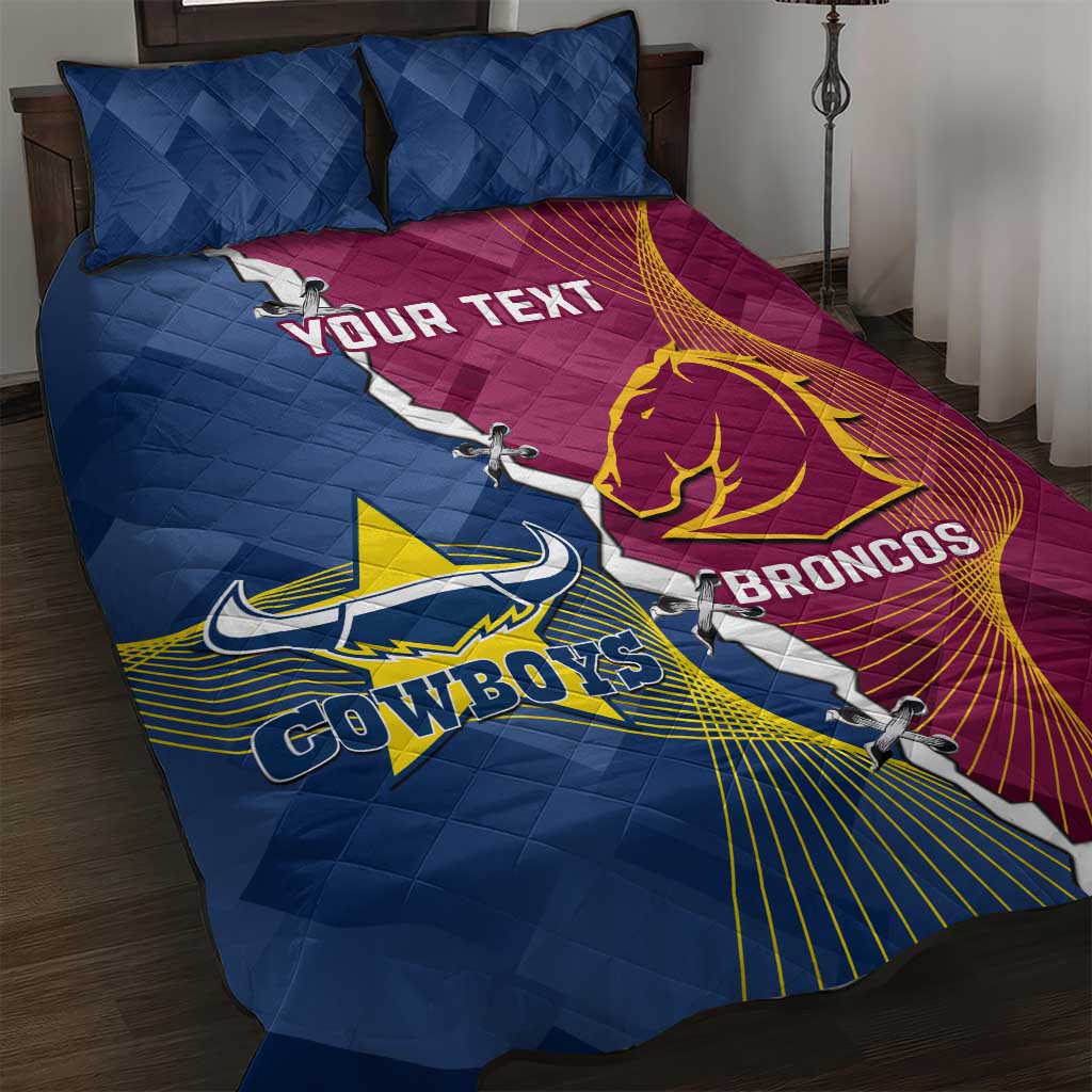 Custom Cowboys And Broncos Rugby Quilt Bed Set Dynamic Style