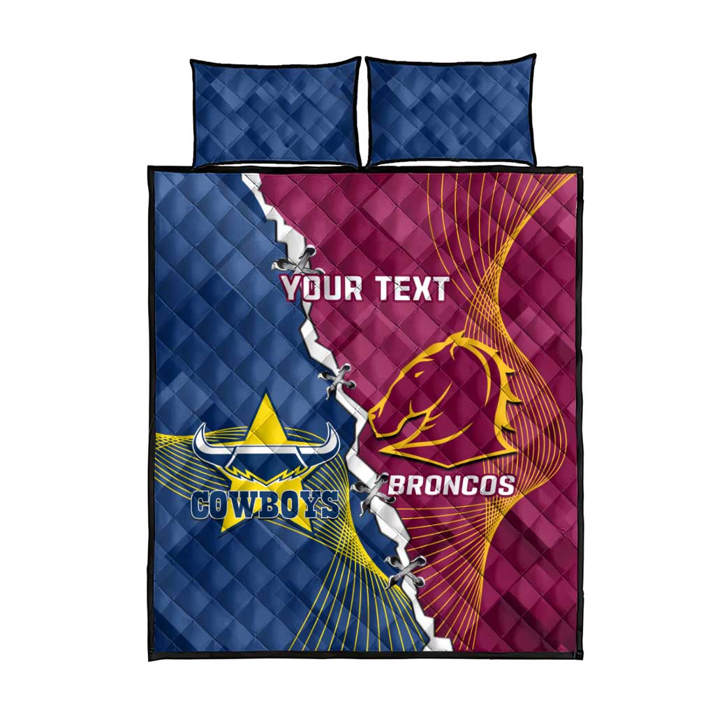 Custom Cowboys And Broncos Rugby Quilt Bed Set Dynamic Style