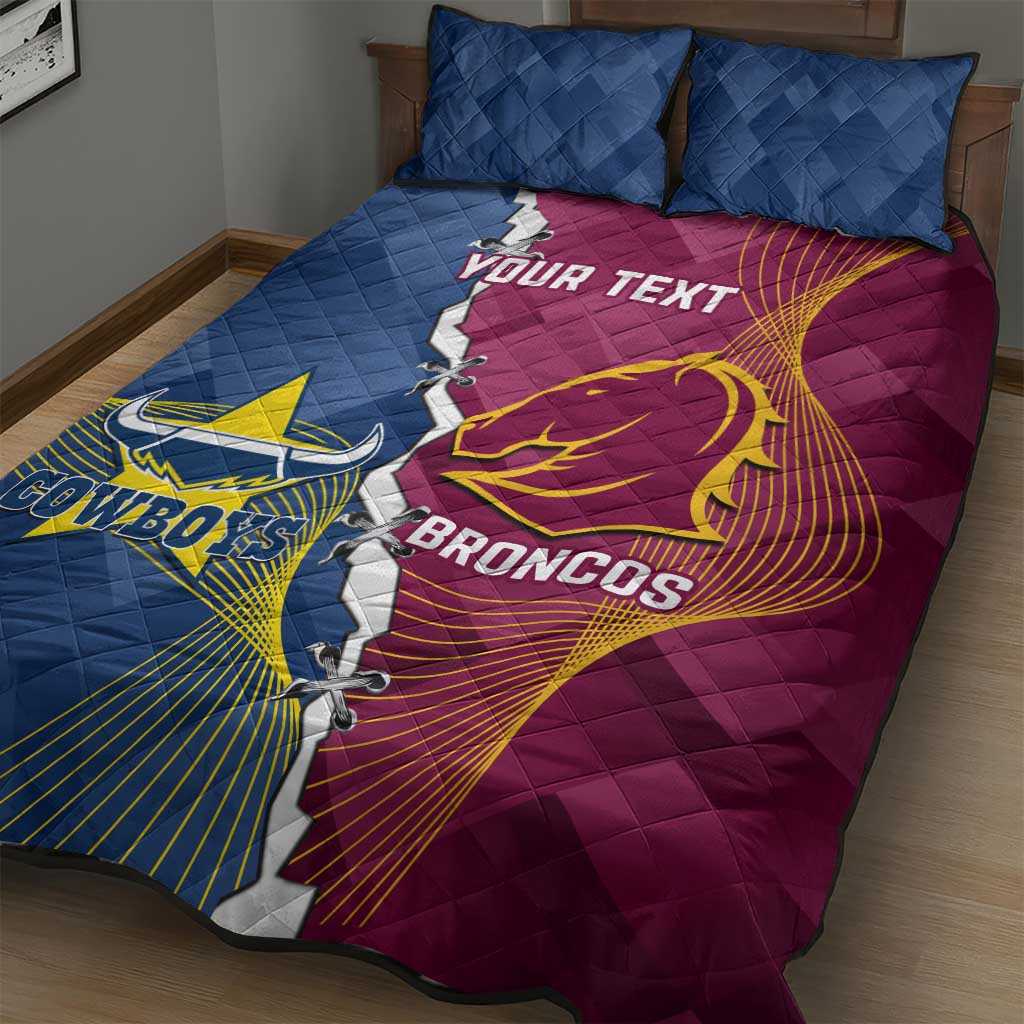 Custom Cowboys And Broncos Rugby Quilt Bed Set Dynamic Style