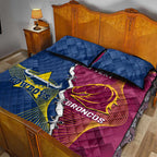 Custom Cowboys And Broncos Rugby Quilt Bed Set Dynamic Style