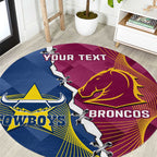 Custom Cowboys And Broncos Rugby Round Carpet Dynamic Style
