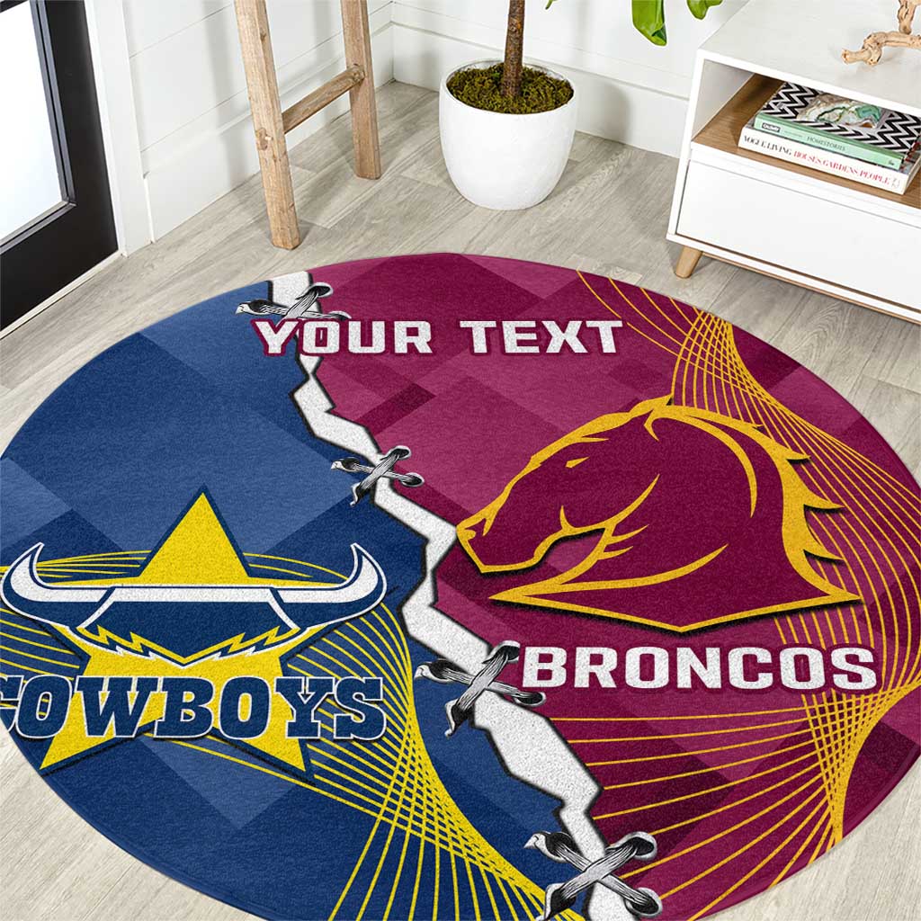Custom Cowboys And Broncos Rugby Round Carpet Dynamic Style