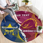 Custom Cowboys And Broncos Rugby Round Carpet Dynamic Style