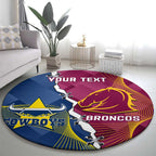 Custom Cowboys And Broncos Rugby Round Carpet Dynamic Style