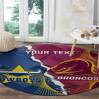 Custom Cowboys And Broncos Rugby Round Carpet Dynamic Style