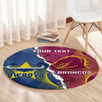 Custom Cowboys And Broncos Rugby Round Carpet Dynamic Style
