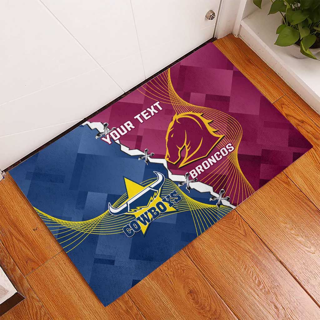 Custom Cowboys And Broncos Rugby Rubber Doormat Dynamic Style