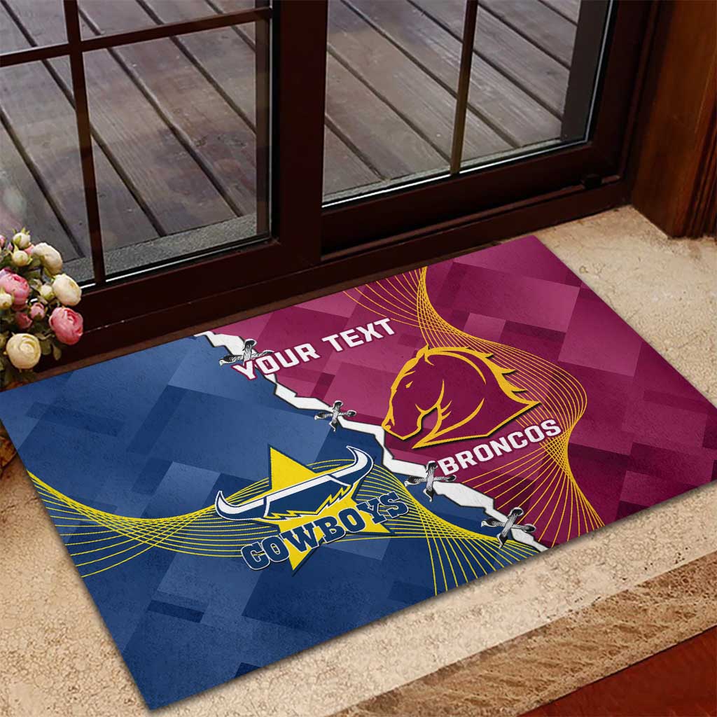 Custom Cowboys And Broncos Rugby Rubber Doormat Dynamic Style