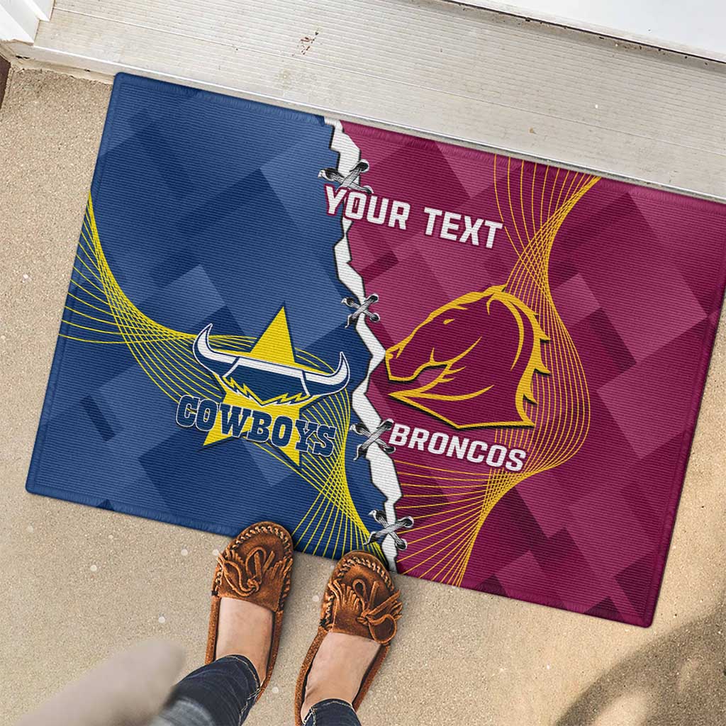 Custom Cowboys And Broncos Rugby Rubber Doormat Dynamic Style
