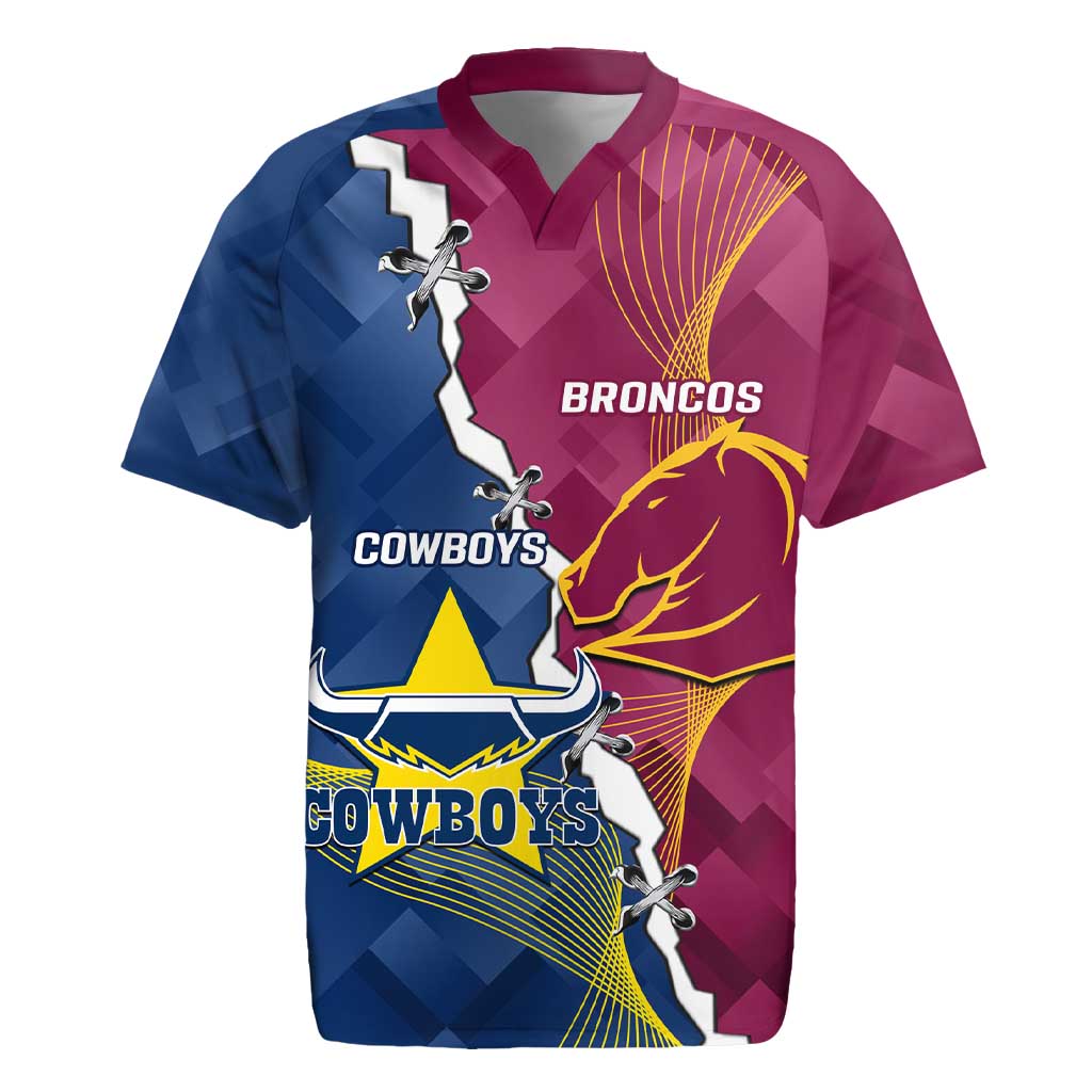 Custom Cowboys And Broncos Rugby Rugby Jersey Dynamic Style