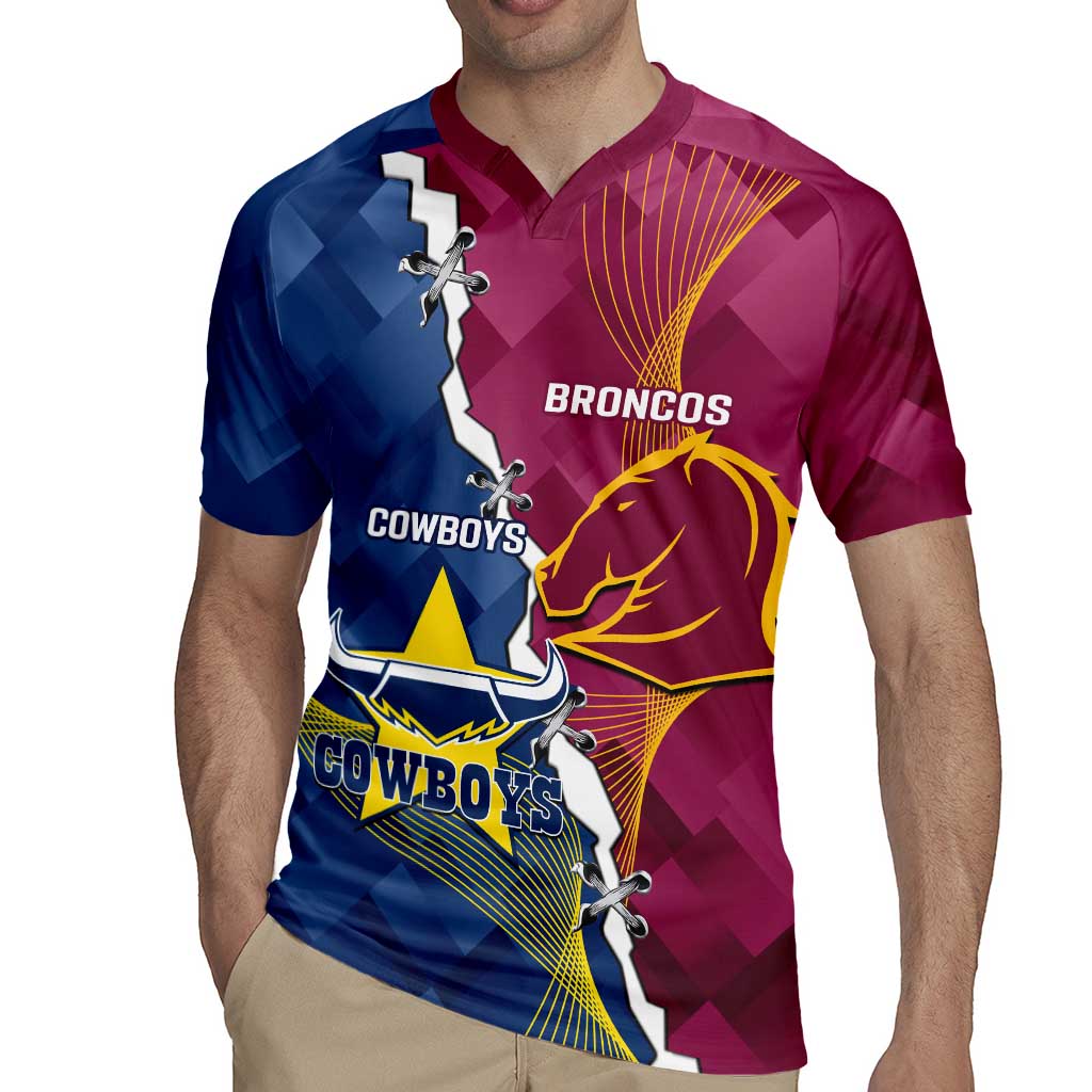 Custom Cowboys And Broncos Rugby Rugby Jersey Dynamic Style