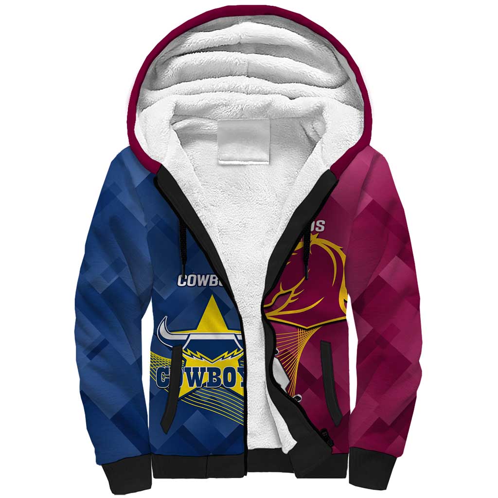 Custom Cowboys And Broncos Rugby Sherpa Hoodie Dynamic Style