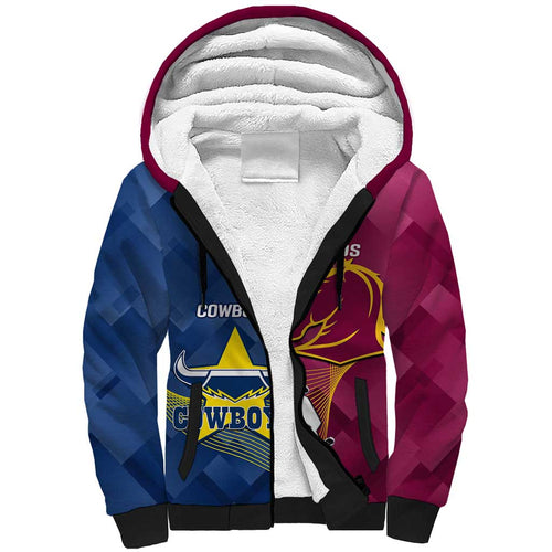 Custom Cowboys And Broncos Rugby Sherpa Hoodie Dynamic Style