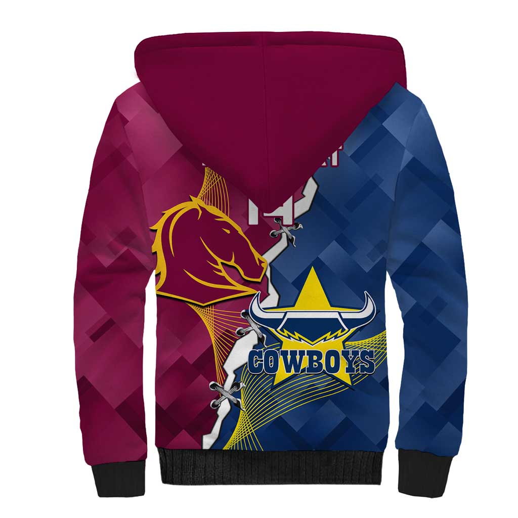 Custom Cowboys And Broncos Rugby Sherpa Hoodie Dynamic Style